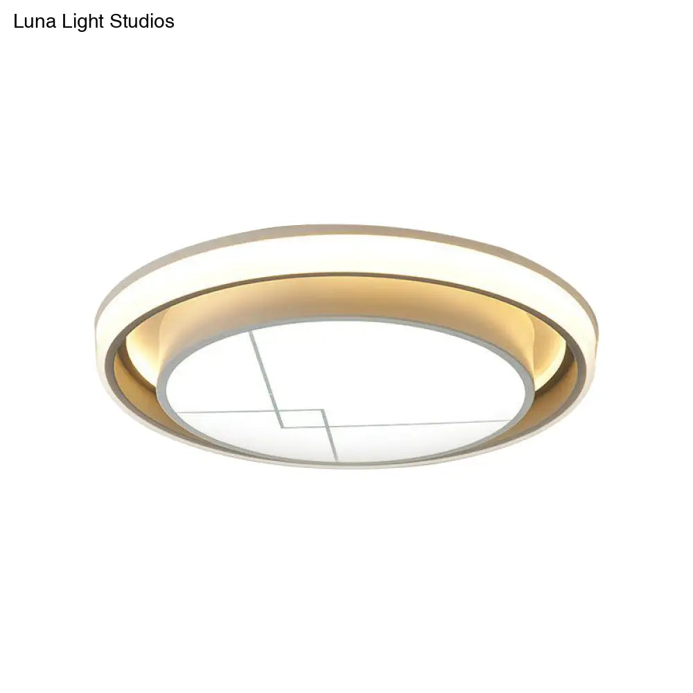 Modern Metal Circle Led Ceiling Flush Mount Light Fixture - White Bedroom Lighting (Warm/White)