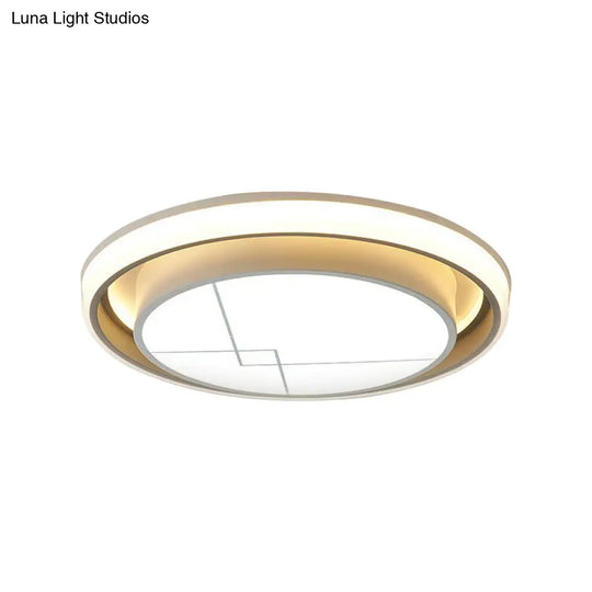 Modern Metal Circle Led Ceiling Flush Mount Light Fixture - White Bedroom Lighting (Warm/White)