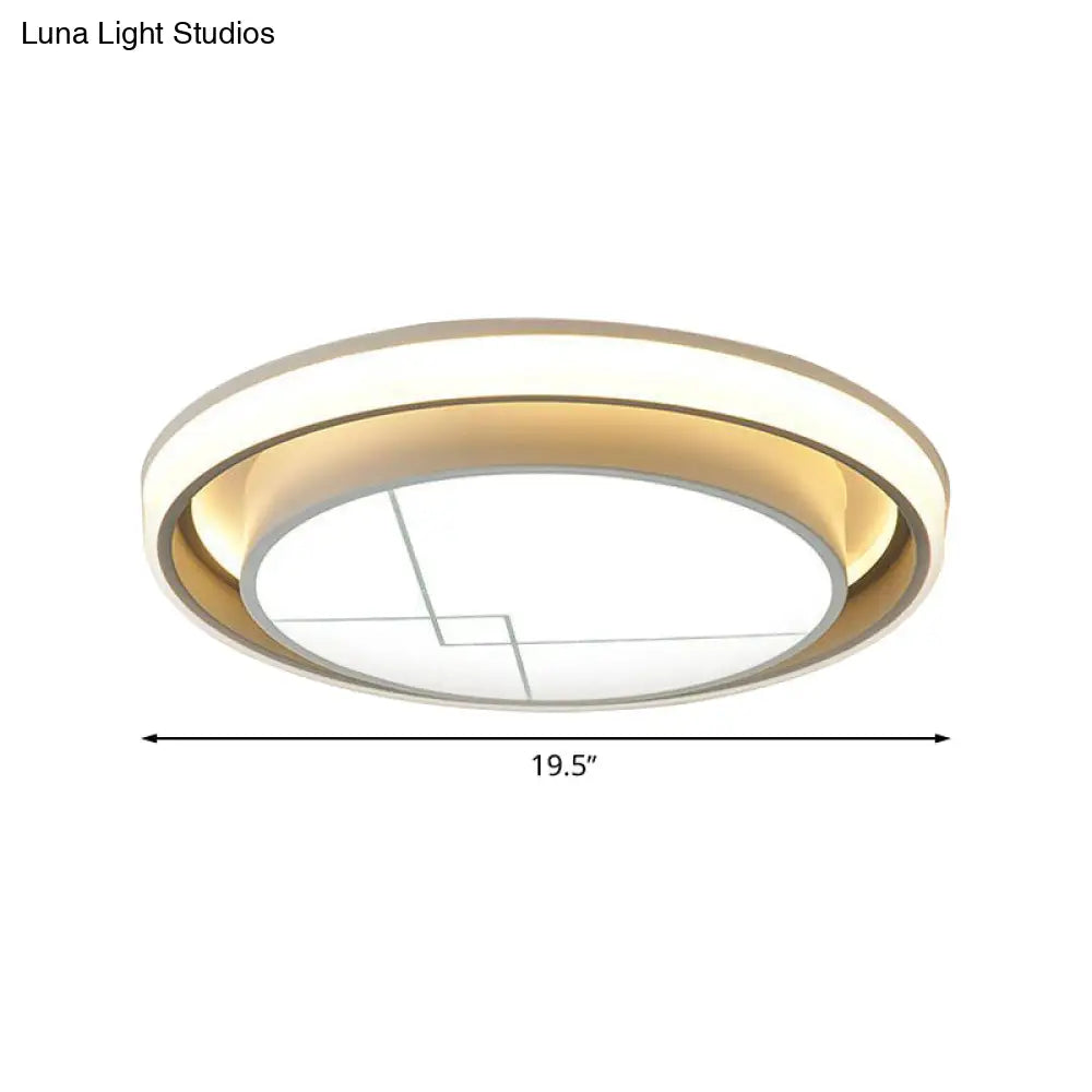 Modern Metal Circle Led Ceiling Flush Mount Light Fixture - White Bedroom Lighting (Warm/White)