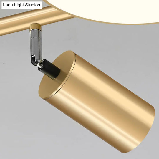 Modern Metal Circular Semi Flush Mount - 4-Bulb Gold Ceiling Lighting For Bedroom