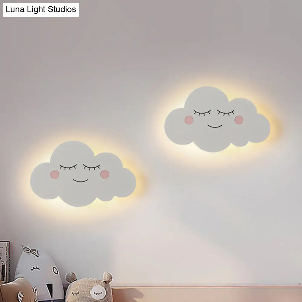 Modern Metal Cloud Wall Light - Pink/Blue Led Sconce For Bedroom