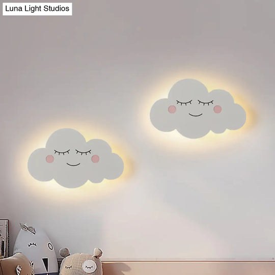 Modern Metal Cloud Wall Light - Pink/Blue Led Sconce For Bedroom