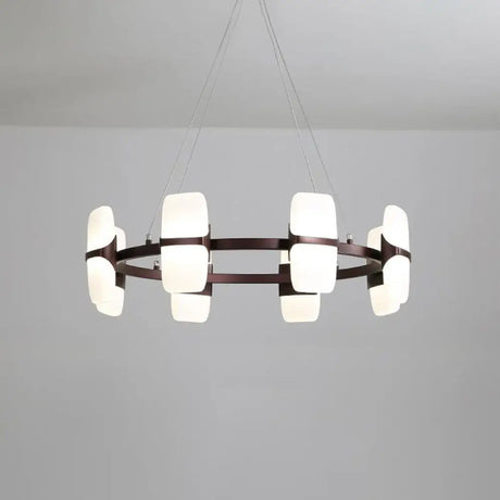 Modern Metal Coffee Hanging Chandelier - 26’’/30’’ Wide Circular Pendant Light Kit with 8 Lights Coffee / 30’’