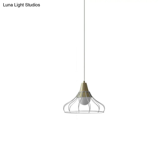 Modern Metal Cone Pendant Lighting - 1 Light Hanging Lamp With Wire-Cage Shade (9/13 Wide)
