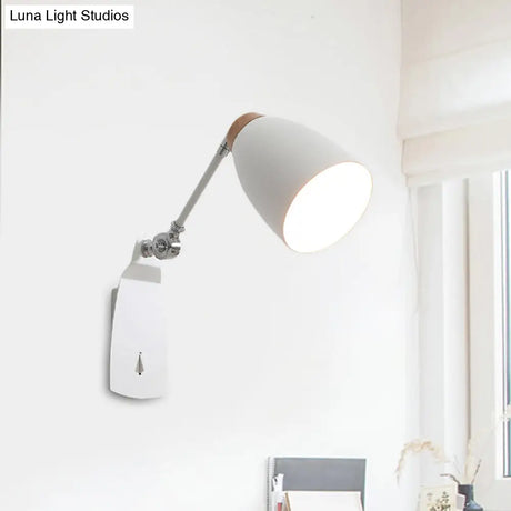 Modern Metal Cup Wall Mounted Light - Rotatable 1-Light Sconce Lamp White/Black Finish