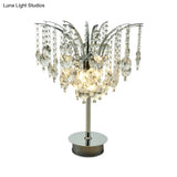 Modern Metal Curved Arm Desk Lamp With Chrome Finish And Crystal Bead Accents