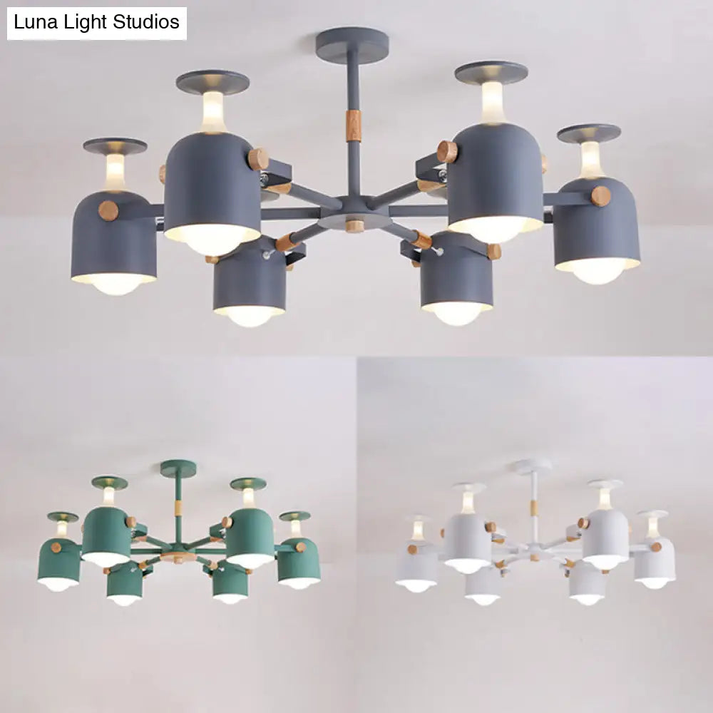 Modern Metal Cylinder Chandelier - 6-Light Hanging Ceiling Lamp For Living Room