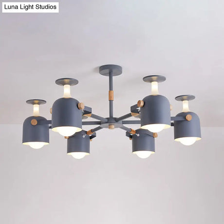 Modern Metal Cylinder Chandelier - 6-Light Hanging Ceiling Lamp For Living Room