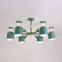 Modern Metal Cylinder Chandelier - 6-Light Hanging Ceiling Lamp For Living Room Green