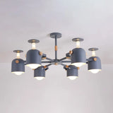 Modern Metal Cylinder Chandelier - 6-Light Hanging Ceiling Lamp For Living Room Grey