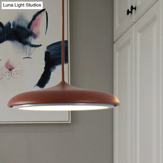 Modern Metal Pendant Light With White/Pink/Yellow Shade - 10/16 Diameter Warm/White Lighting