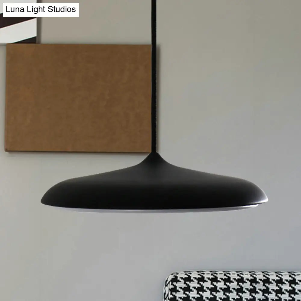 Modern Metal Pendant Light With White/Pink/Yellow Shade - 10/16 Diameter Warm/White Lighting Black /