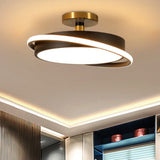 Modern Metal Drum Bedroom Flush Light Fixture - 18’/21.5’ Dia Led Semi Lamp In White/Black With