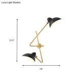 Modern Metal Duckbill Wall Sconce Lamp 2-Light Black Fixture For Living Room