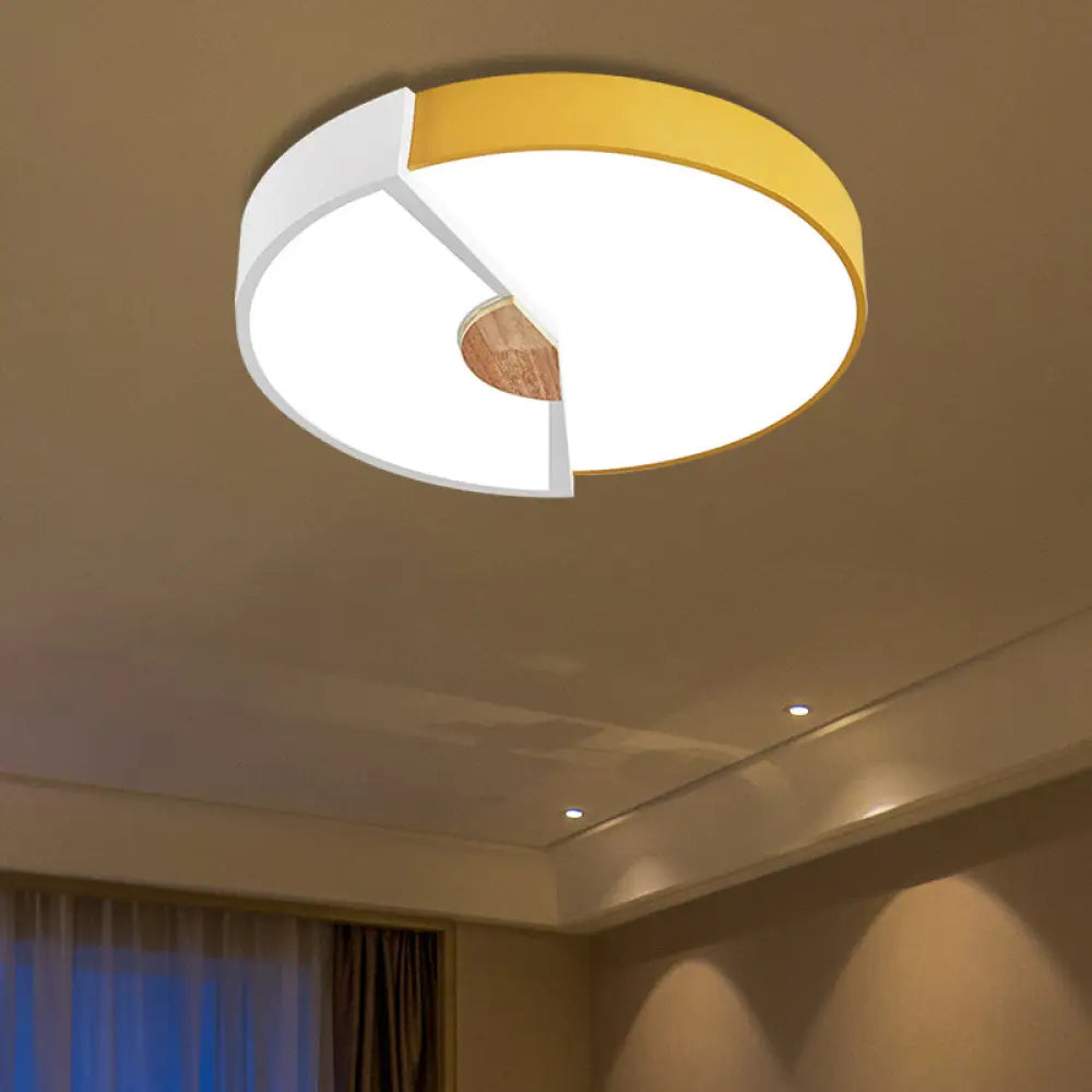 Modern Metal Flush Light With Integrated Led Bulb Black/Pink/Yellow Ceiling Mounted Lamp Multiple