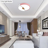Modern Metal Flush Light With Integrated Led Bulb Black/Pink/Yellow Ceiling Mounted Lamp Multiple
