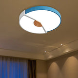 Modern Metal Flush Light With Integrated Led Bulb Black/Pink/Yellow Ceiling Mounted Lamp Multiple