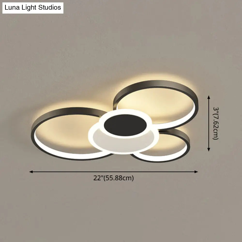 Modern Metal Flush Mount Ceiling Light Fixture With Multi-Ring Design For Living Room