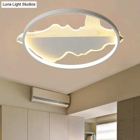 Modern Metal Flush Mount Led Ceiling Light In Black/White - Warm/White 16.5’/20.5’ Diameter