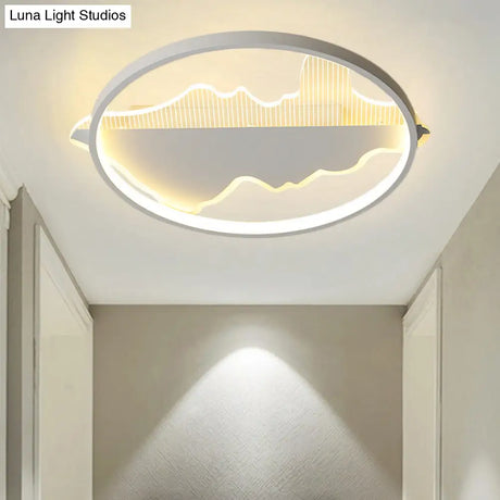 Modern Metal Flush Mount Led Ceiling Light In Black/White - Warm/White 16.5’/20.5’ Diameter