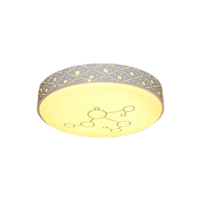 Modern Metal Flush Mount Led Light Fixture With Hollow Out Design
