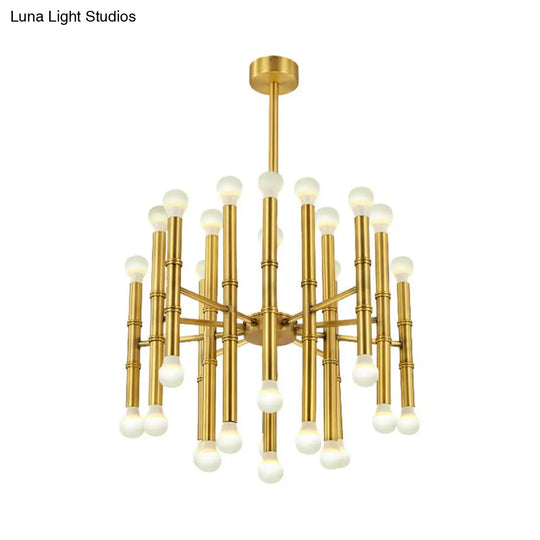 Modern Metal Flute Chandelier - 30 Lights Black/Silver/Gold Living Room Suspension Light