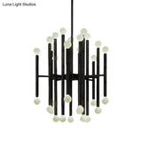 Modern Metal Flute Chandelier - 30 Lights Black/Silver/Gold Perfect For Living Room