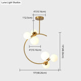 Modern Metal Hanging Chandelier In Gold With Globe Glass Shade - Bedroom Ceiling Light