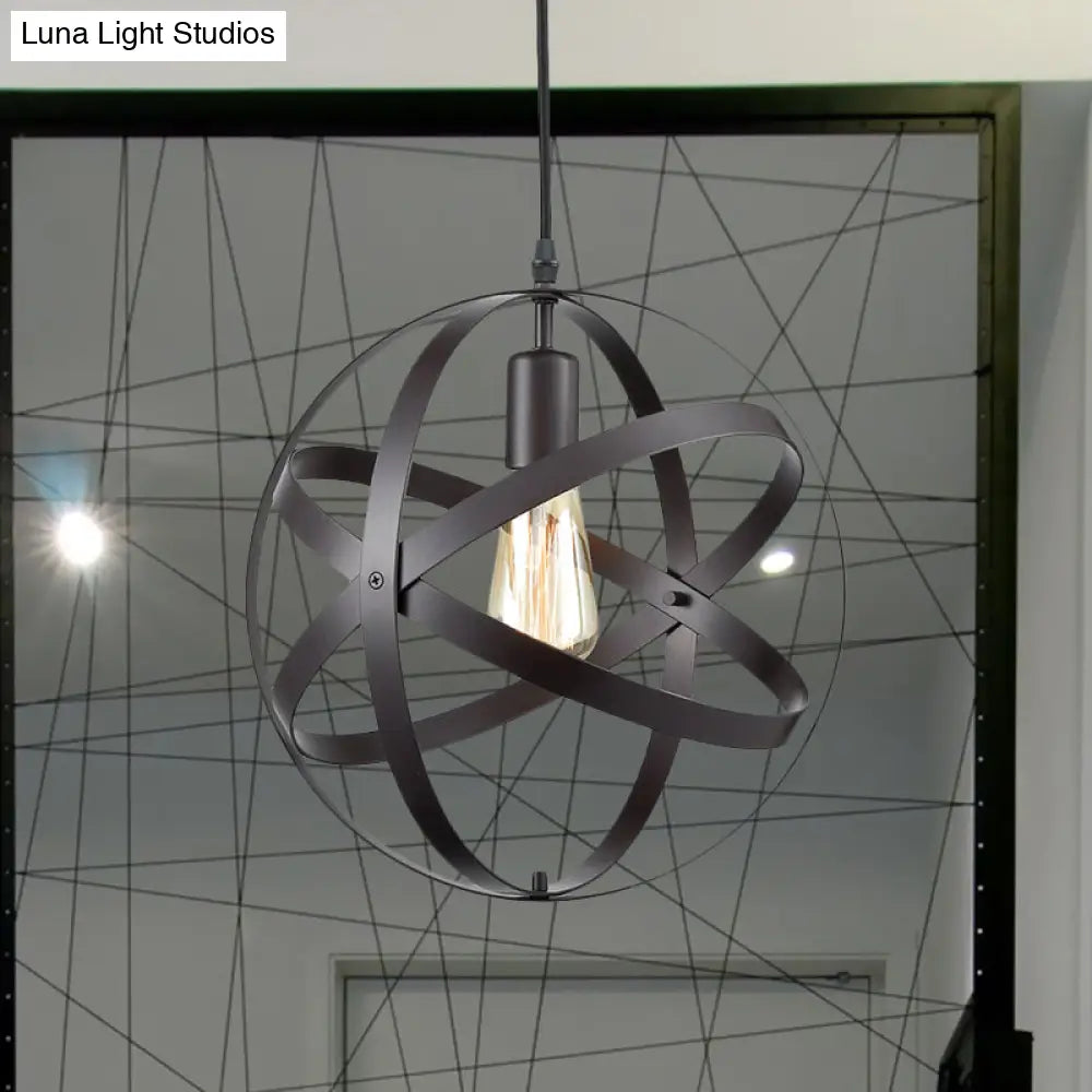 Modern Metal Hanging Light With Black Wire Frame For Living Room