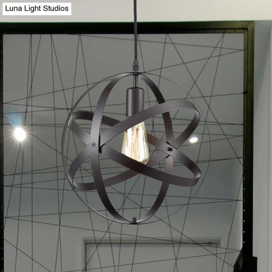 Modern Metal Hanging Light With Black Wire Frame For Living Room