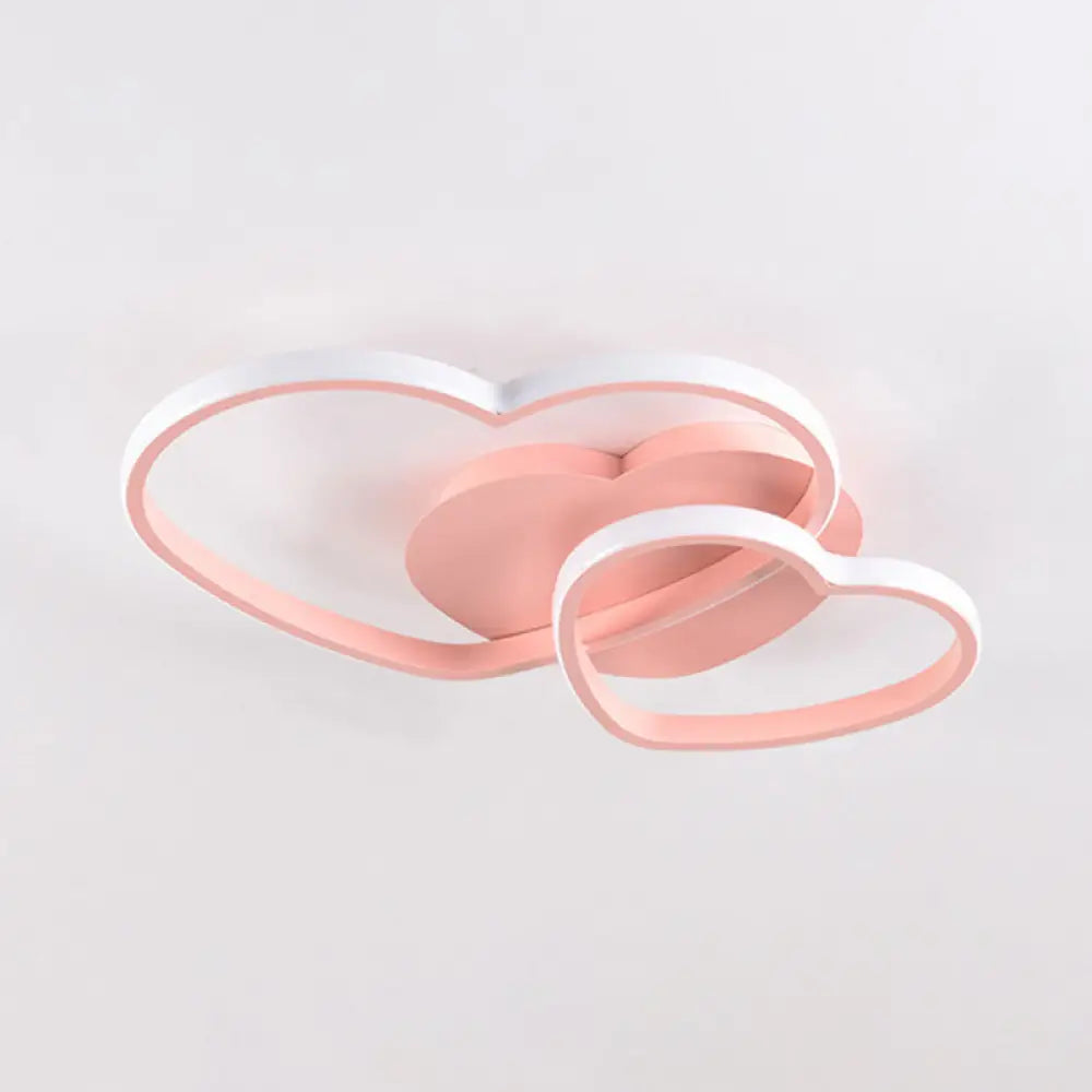 Modern Metal Heart-Shaped Led Flush Mount Ceiling Light Pink / Warm