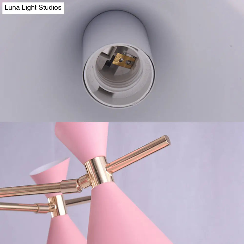 Modern Metal Horn Shape Ceiling Lamp - 6 Light Hanging Chandelier For Bedroom
