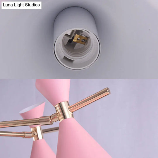 Modern Metal Horn Shape Ceiling Lamp - 6 Light Hanging Chandelier For Bedroom