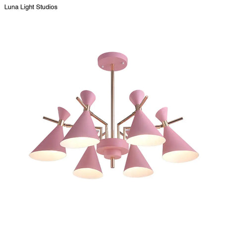 Modern Metal Horn Shape Ceiling Lamp - 6 Light Hanging Chandelier For Bedroom