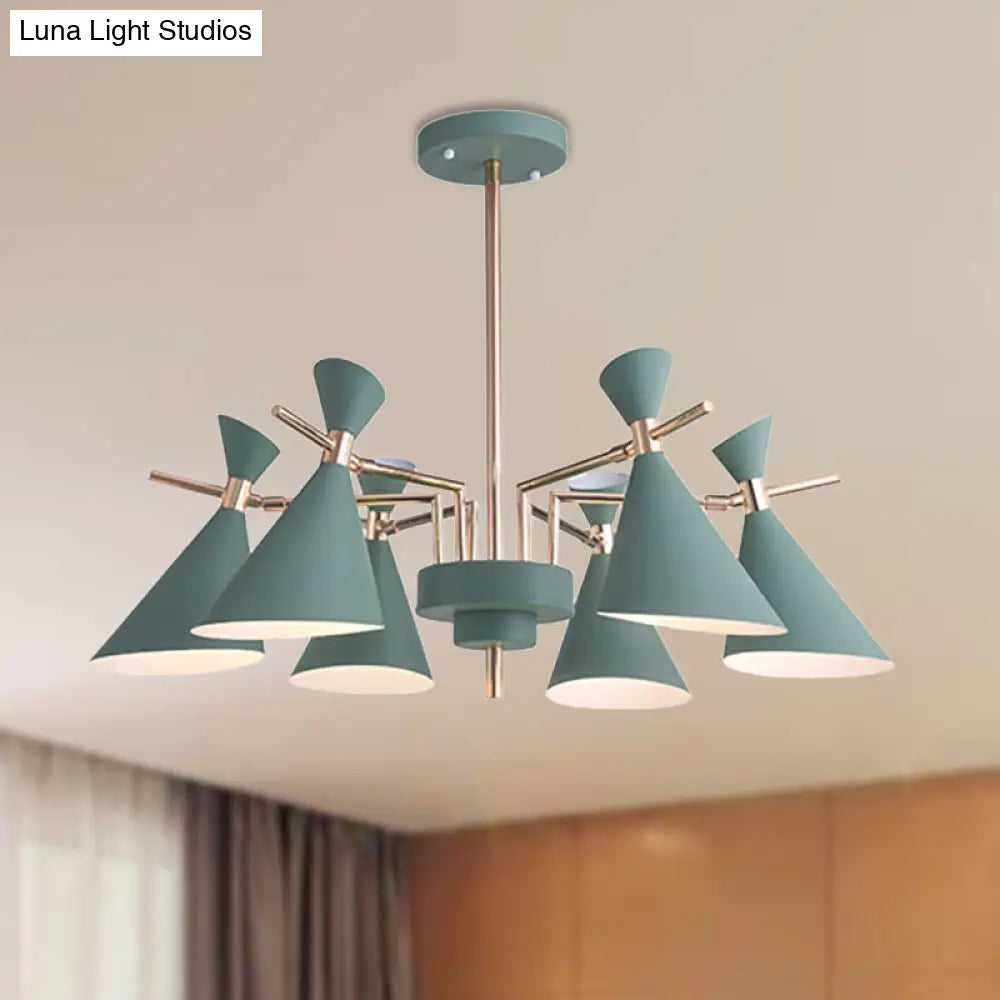 Modern Metal Horn Shape Ceiling Lamp - 6 Light Hanging Chandelier For Bedroom