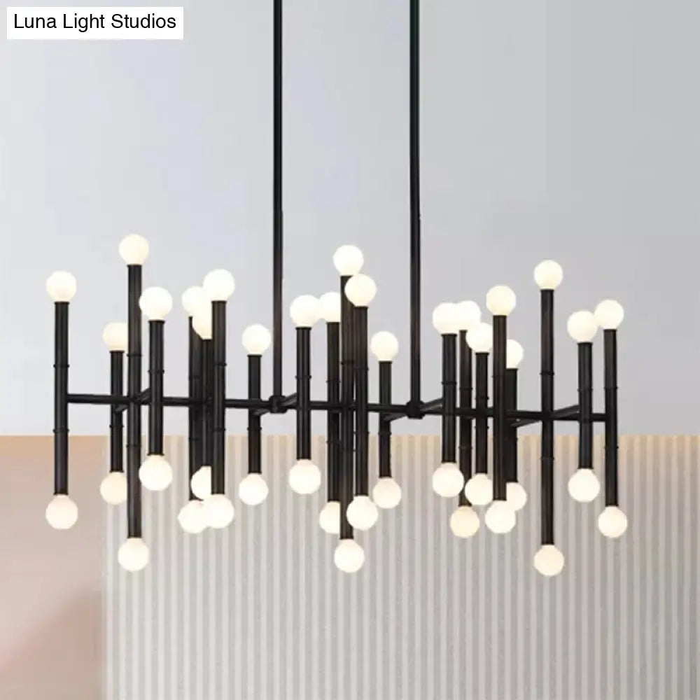 Modern Metal Island Light - Multi-Rod 42-Head Black/Chrome/Gold Up & Down Lighting Fixture