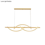 Modern Metal Led 3-Arched Line Restaurant Chandelier In Black/Gold - Warm/White Light