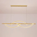 Minimalistic Metal Led Restaurant Chandelier In Black/Gold With 3-Arched Lines Warm/White Light