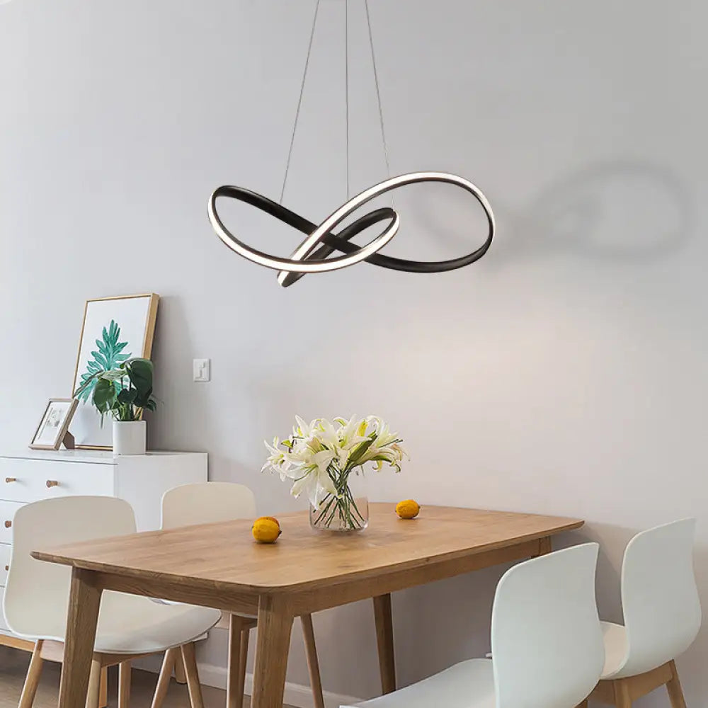 Modern Metal Led Chandelier With Seamless Curve Design For Dining Room Pendant Lighting
