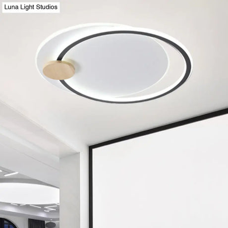 Modern Metal Led Circle Ceiling Lamp: Black/Grey Flush Mount Lighting In Warm/White Light