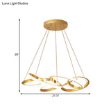 Modern Metal Led Dining Pendant Lamp - Twisted Round Ceiling Chandelier In Gold Warm/White Lighting