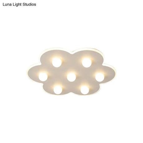 Modern Metal Led Flush Ceiling Light For Kids - Flower/Round/Square Design 8 Lights 16.5/19.5 Inch