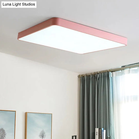 Modern Metal Led Flush Mount Ceiling Lamp In Pink Warm/White Light (19.5/25.5 Long) / 25.5 Warm
