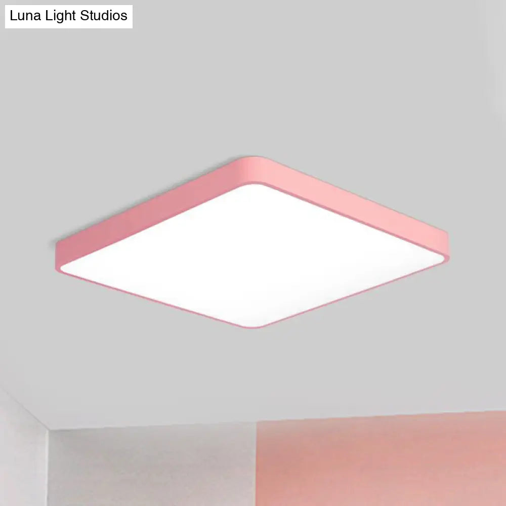 Modern Metal Led Flush Mount Ceiling Lamp In Pink Warm/White Light (19.5’/25.5’ Long) / 19.5’ Warm