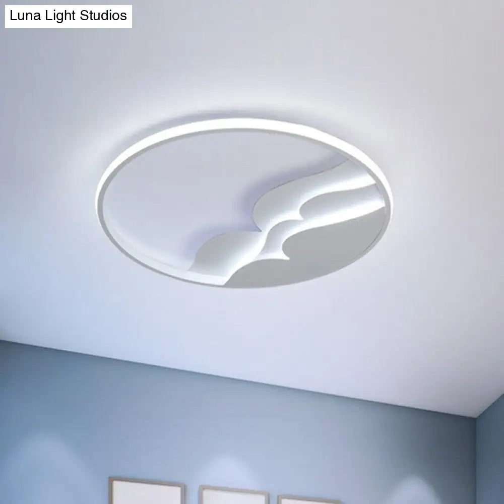 Modern Metal Led Flush Mount Ceiling Light With Halo Ring For Bedroom - White Flushmount / 17