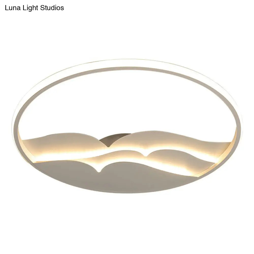 Modern Metal Led Flush Mount Ceiling Light With Halo Ring For Bedroom - White Flushmount