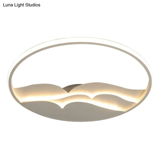 Modern Metal Led Flush Mount Ceiling Light With Halo Ring For Bedroom - White Flushmount