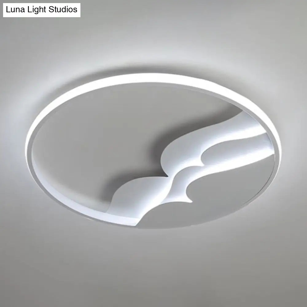 Modern Metal Led Flush Mount Ceiling Light With Halo Ring For Bedroom - White Flushmount