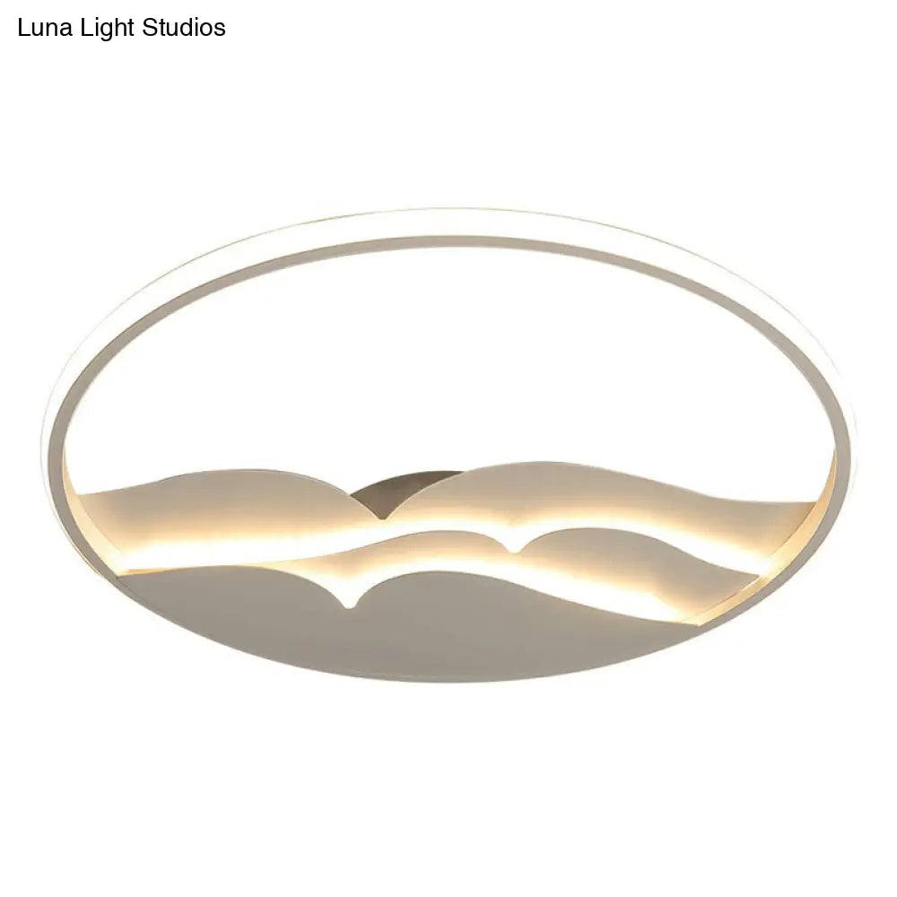 Modern Metal Led Flush Mount Ceiling Light With Halo Ring For Bedroom - White Flushmount