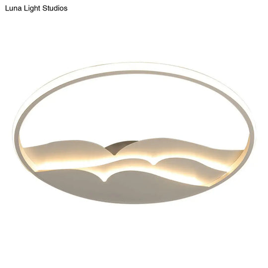 Modern Metal Led Flush Mount Ceiling Light With Halo Ring For Bedroom - White Flushmount